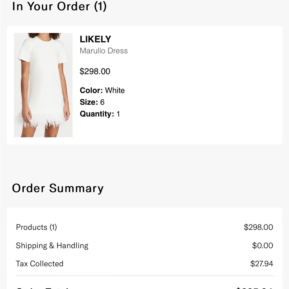 Likely white dress worn once